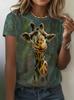 Summer Fashion Giraffe Graphic T Shirt for Men Women 3D Print Funny Animal Casual Short Sleeve Crew Neck T-Shirt Kids Streetwear