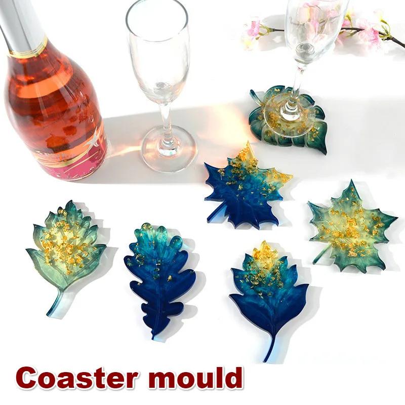 Рождественское украшение стола DIY Handmade Leaf Coaster Mold Рождественская серия Crystal Epoxy Mold Смола Кленовый лист Силиконовые формы