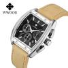 WWOOR Модные квадратные мужские часы с ремнем Кварцевый механизм Премиум водонепроницаемые мужские часы