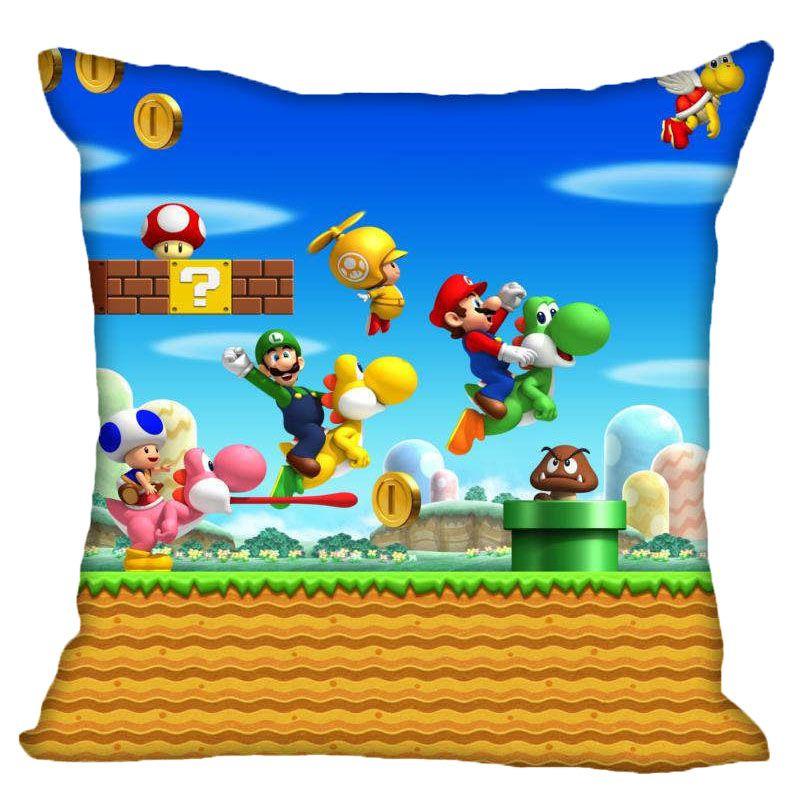 Игровой наволочка на молнии Super Mario 177 дюймов Чехол для подушки Яркий узор Декор для дома