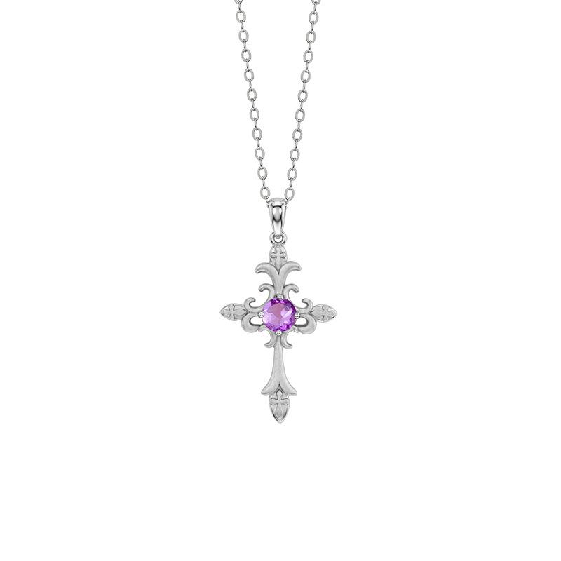 Embossed Craft Cross S925 Sterling Silver Necklace Women's European Sweet Cool Wind Natural Color Treasure Niche Personalized Clavicle Chain