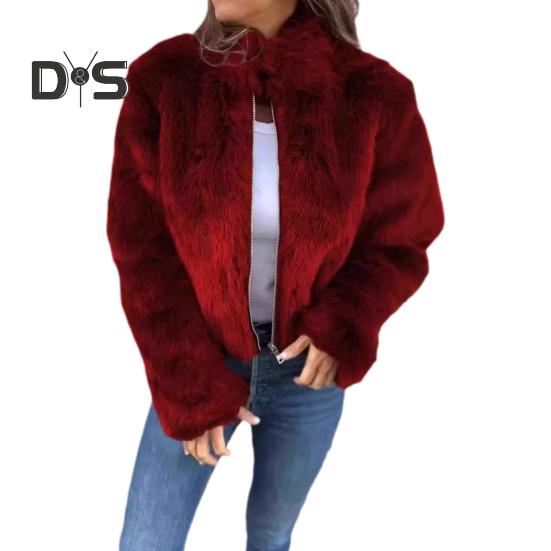 Зимняя женская куртка из толстого искусственного меха, сохраняющая тепло, с высоким воротником, однотонная, с длинными рукавами, для дома, вечеринки, офиса, клуба, отпуска