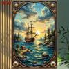 Винтажное металлическое настенное искусство в морском стиле, Декор со старым парусником и пиратами, Настенный декор для дома