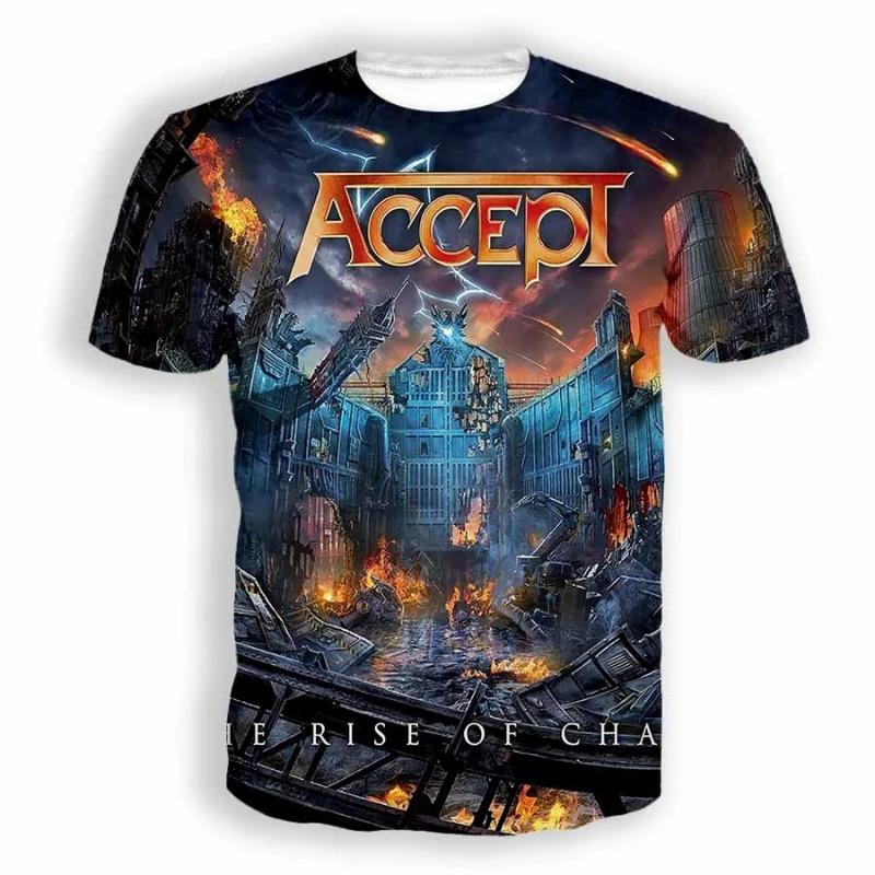 Винтажная мужская футболка Классическая группа Accept 3D-принт футболки Мужчина Женщины Хип-хоп Короткий рукав Футболка Мода Уличный Мужской Топ Одежда