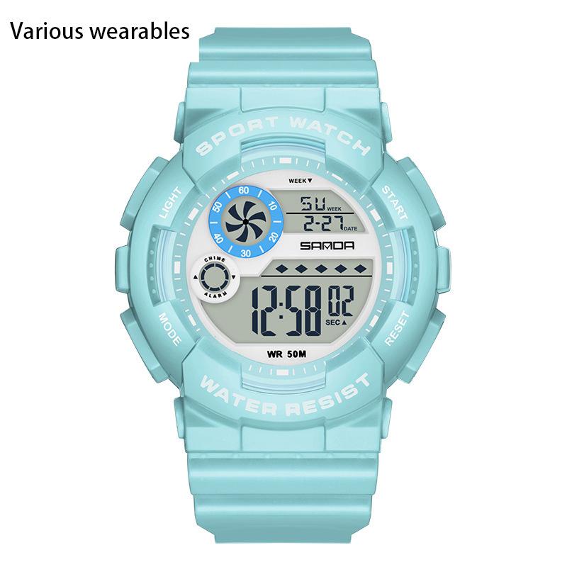 Новые детские часы с ручным механизмом, многофункциональные спортивные, водонепроницаемые, для студентов, для мужчин и женщин, с будильником, светящиеся часы