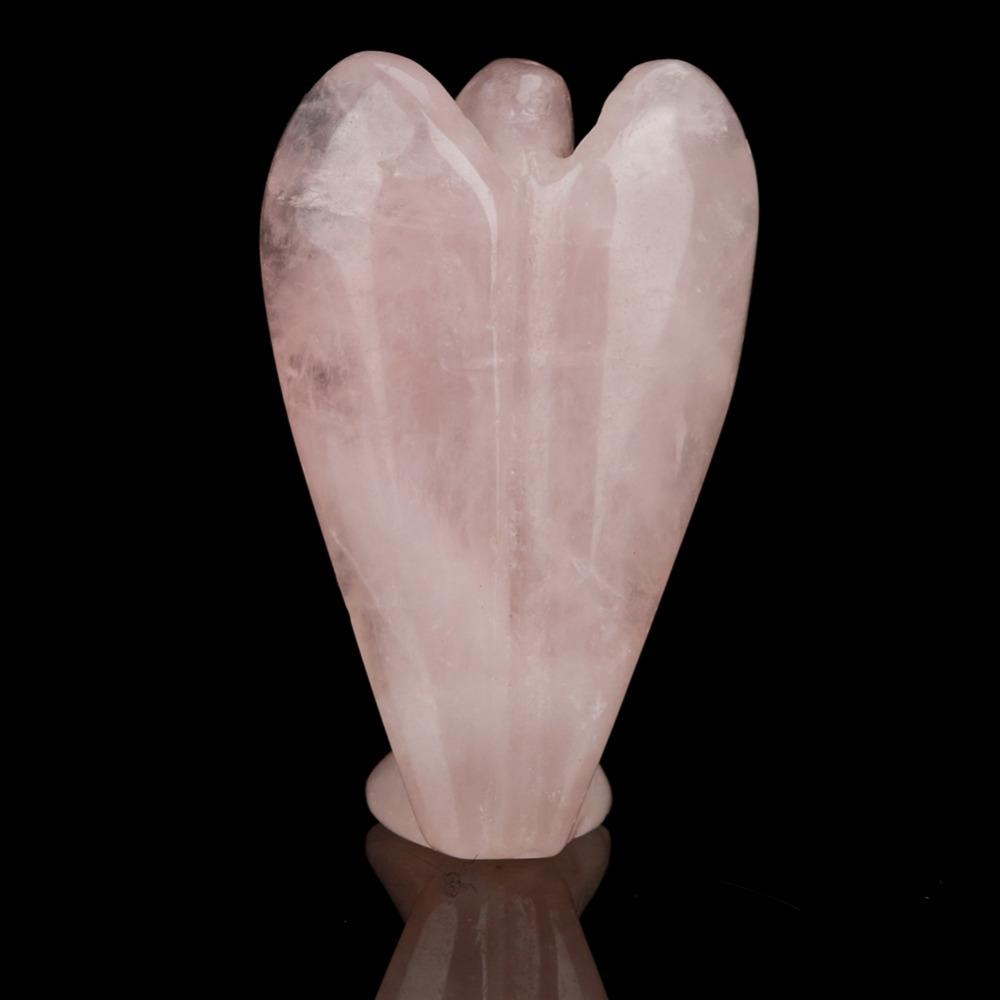 Pink Rose Quartz Angel Hand-Carved Hand-Carved Angel Statues Angel Figurine Decor  For Women