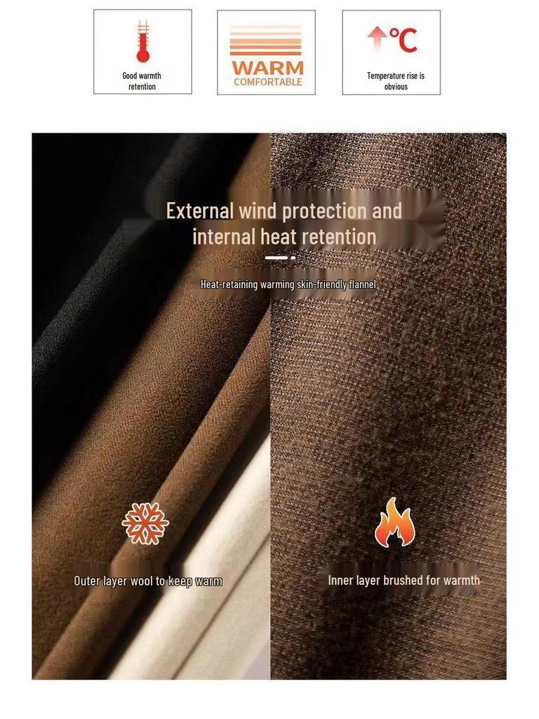 Women's Wool Fleece-Lined High-Waisted Wide-Leg Pants for Autumn/Winter 2025