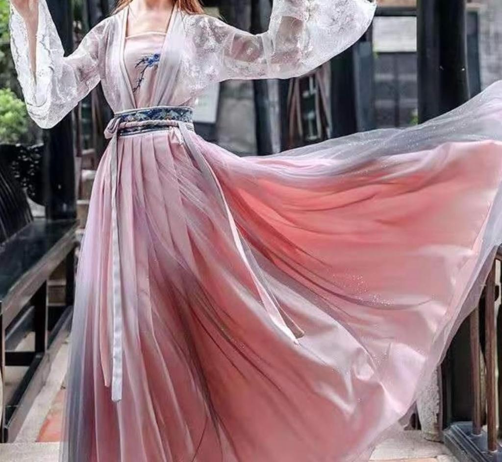 Ханфу Косплей Хакама Японское Кимоно Этнический Костюм Косплей Длинный [Леди Ленивый] (Розовый, S)