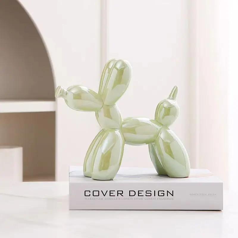 11cm Creative Balloon Dog Abstract Ceramic Ornament Sculpture Study Room Statue Home Office Accessories Decoration Gift