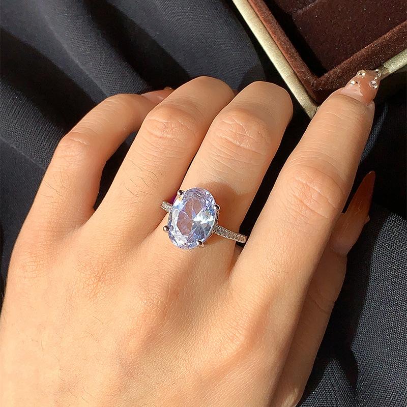 Серебро 925 пробы Новое Четырехзубое Голубиное Яйцо Циркон Вставка Алмаз Простое Кольцо с Личностью и Старшим Чувством Подарок на Вечеринку День Рождения Свадьбу