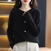 Женский кашемировый кардиган Qinghe Cashmere 30% кашемира 70% шерсти Осенне-зимний утолщенный кашемировый кардиган Мягкий и теплый