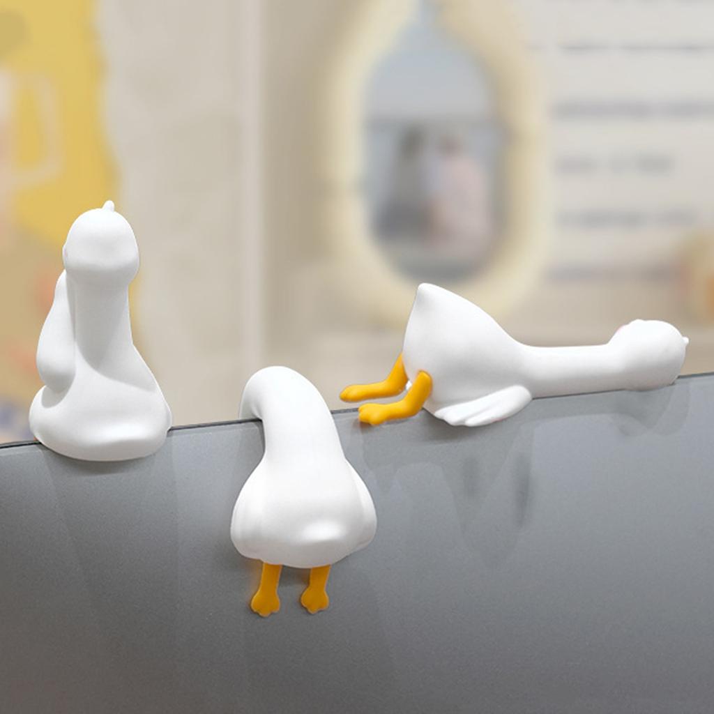 4 шт. Милые фигурки гусей 3D-поделка Мини-фигурка с пазом Забавное украшение для компьютера для монитора офиса и приборной панели