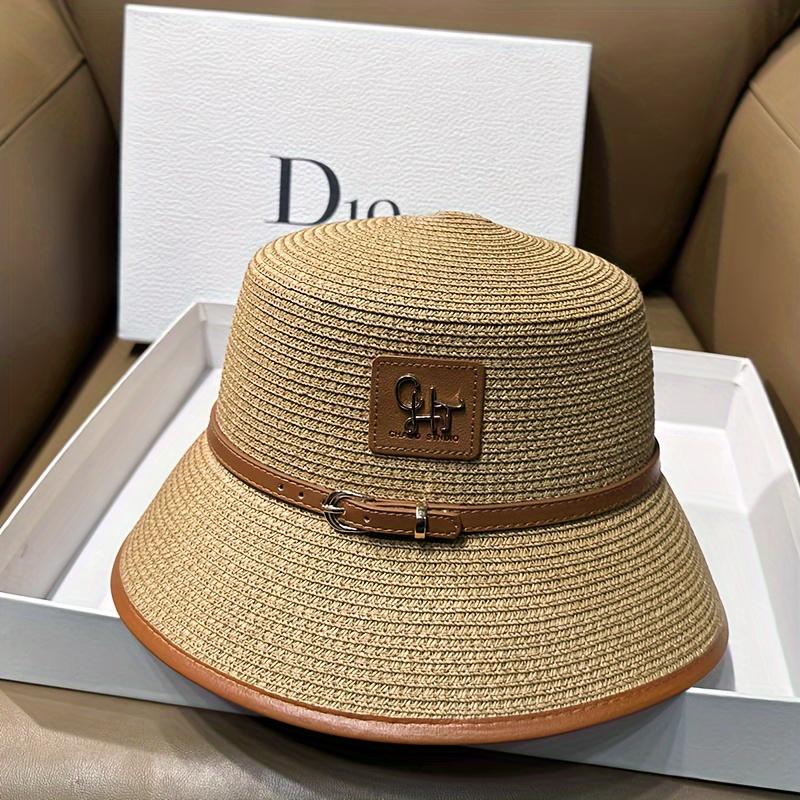 Женская летняя солнцезащитная дышащая соломенная шляпа-ведро, винтажный стиль, универсальная повседневная кепка рыбака, шляпа от солнца