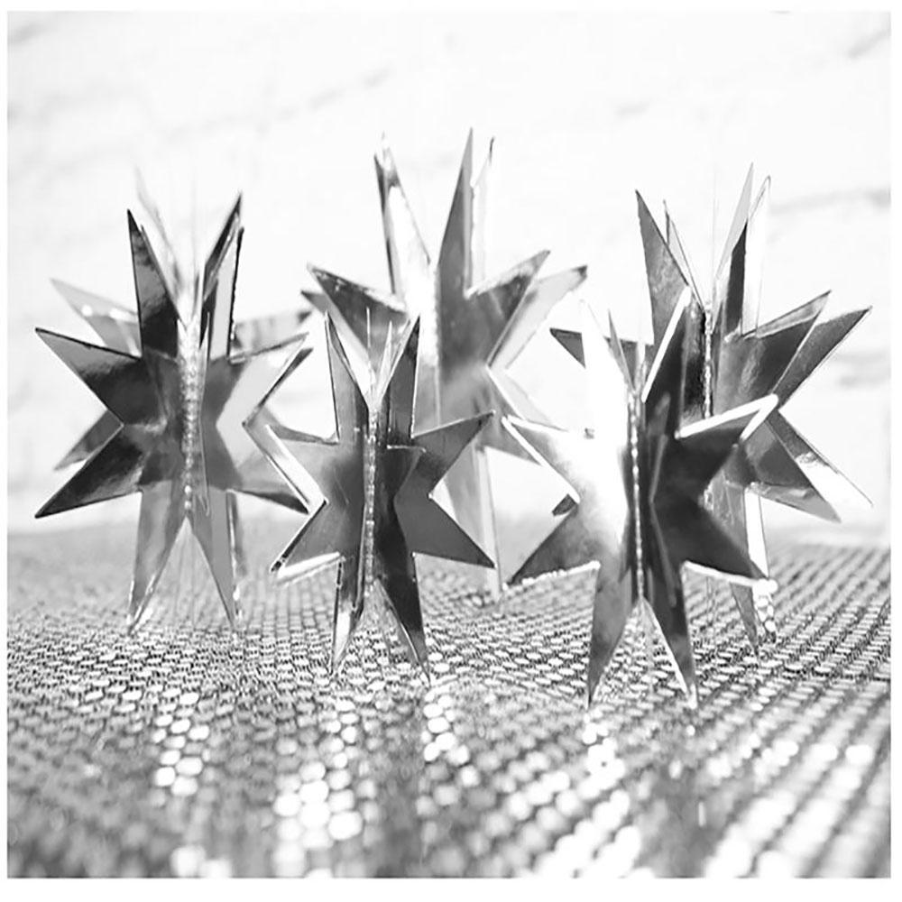 3D восьмиугольная зеркальная звездная строка с 2 м бумажной блестящей стереоскопической гирляндой на Рождество, Новый год, витрина, свадебная вечеринка, подвесной орнамент, декор