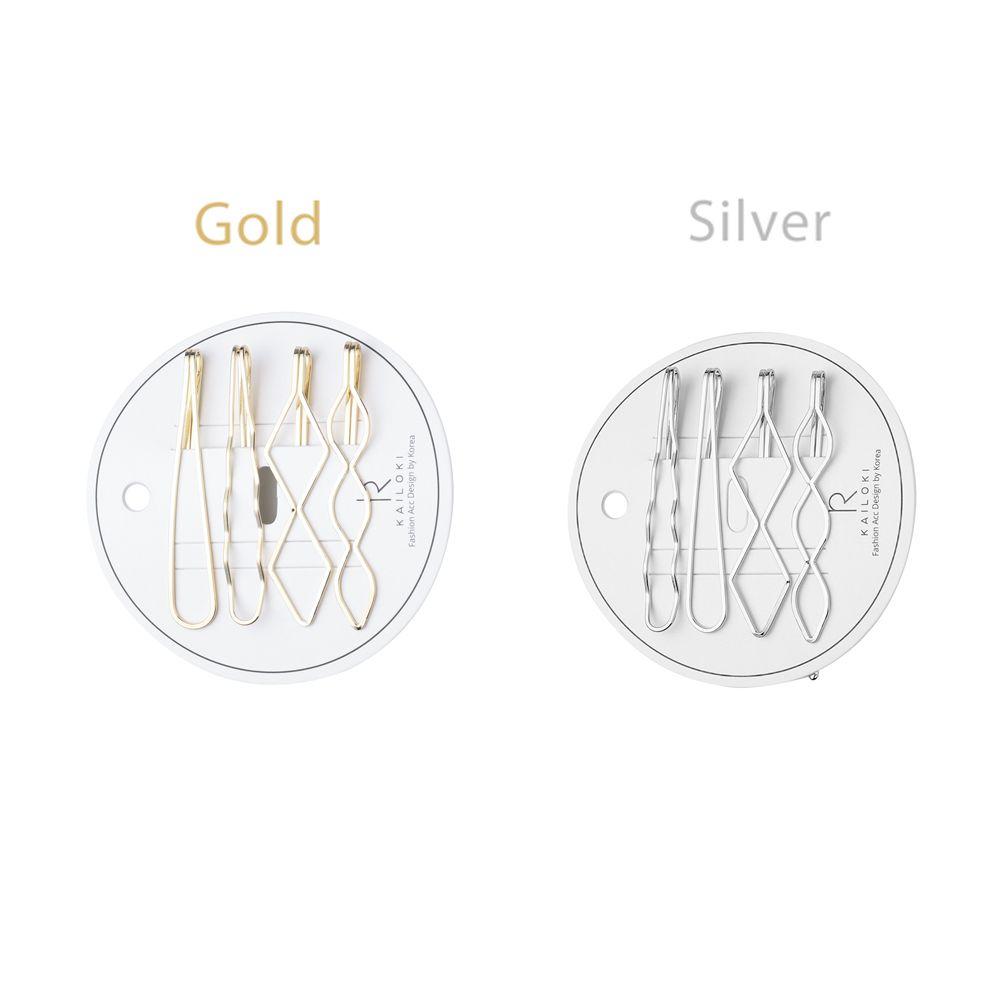 4pcs/set New Metal Women Girls Hairgrips Geometric Rhombus Geometry Hair Clip Barrettes