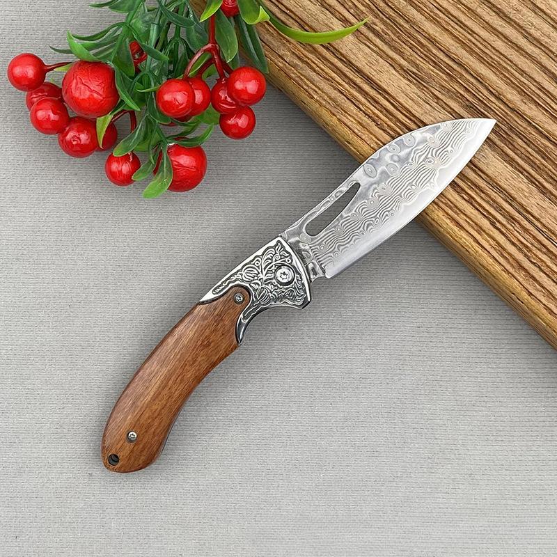 Кухонные ножи из дамасской стали, профессиональный складной нож для обвалки, нож для нарезки мяса с деревянной ручкой, нож для мясника из нержавеющей стали