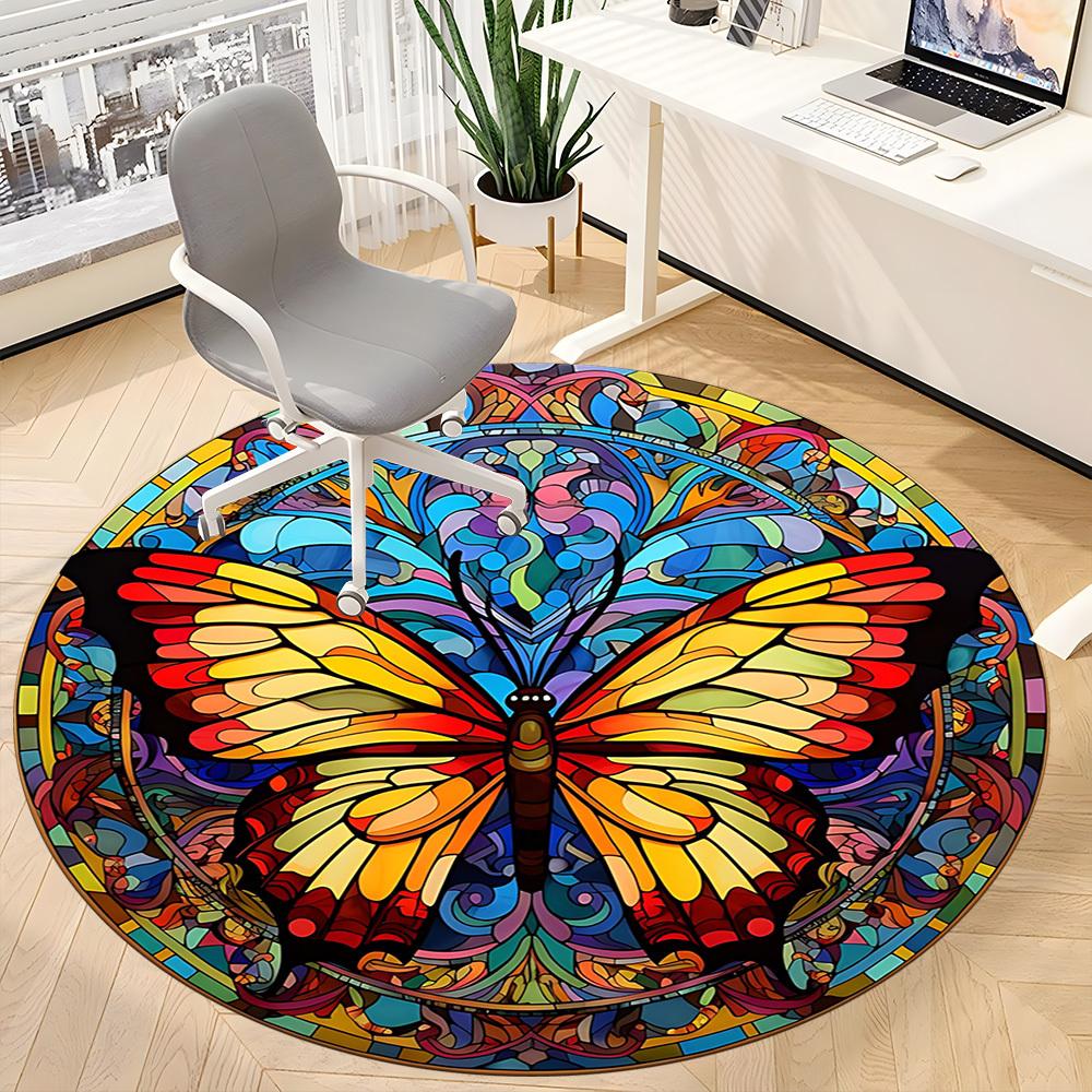 1pc Butterfly Stained Glass Chair Carpet for Office, Non-slip, Soft and Durable Office Rug, Perfect for Office yy260127127