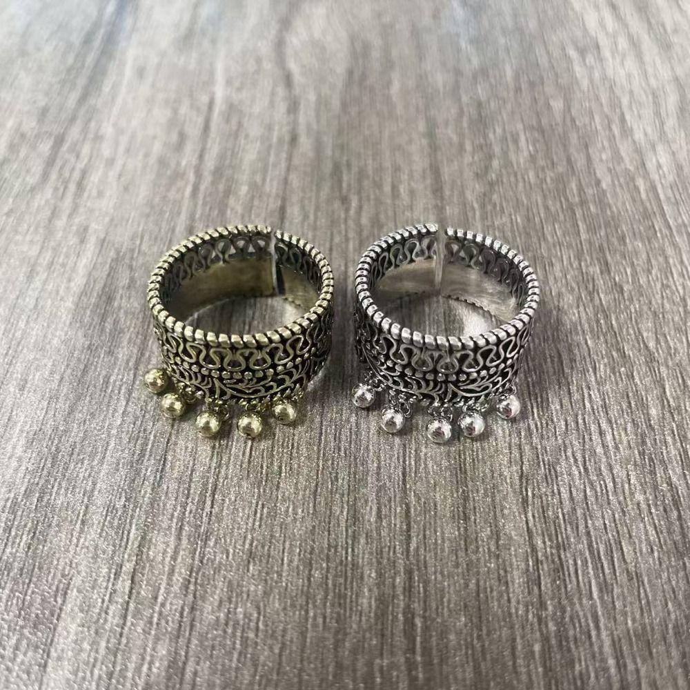 Hollow Out Ethnic Style Ring Thai Silver Irregular Opening Ring Vintage Ring Gifts for Women Girl