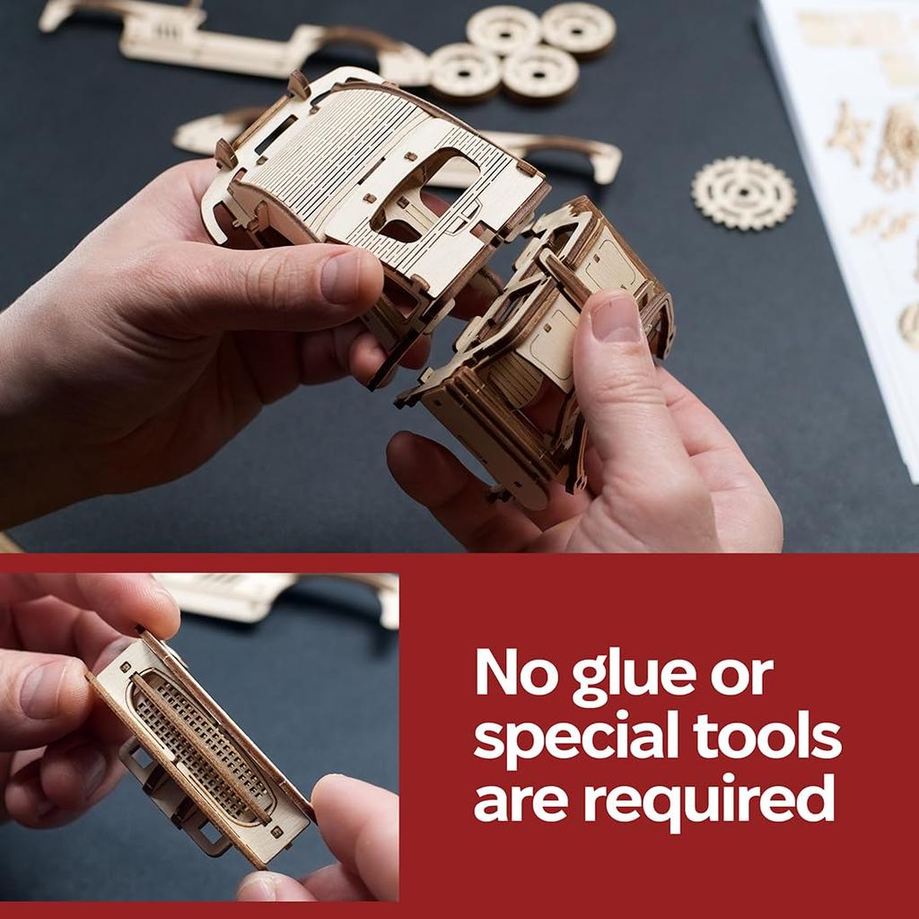 Ugears Wing Door Sports Coupe 70205 Wooden Puzzle, No Glue or Tools Required, 3D Puzzle with Assembly Instructions