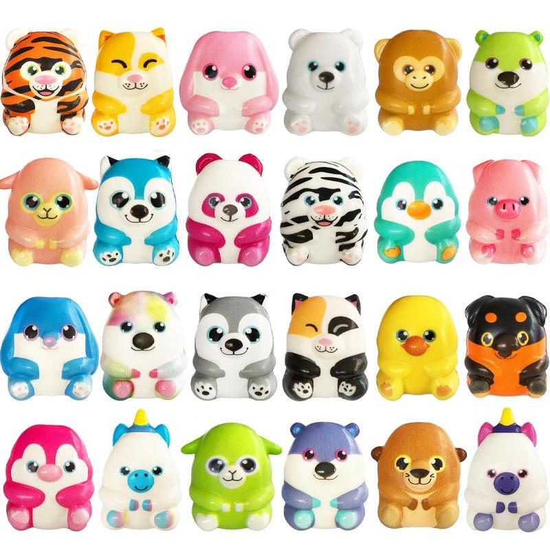 5/15/30Pcs Kawaii Mochi Squishies Cartoon Animal Stress Ball Fidget Toys Push Rebound Stress Relief Toys For Kids Party Favors