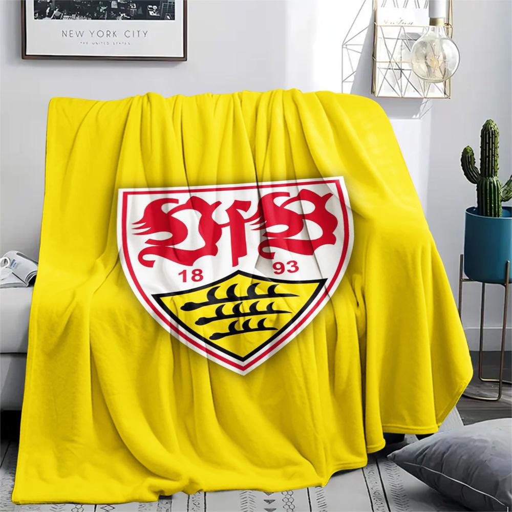 1Pc Stuttgart Football Club Print Flannel Blanket High Quality Warm Comfortable Cover for All Seasons Perfect for Gifts Home Decor