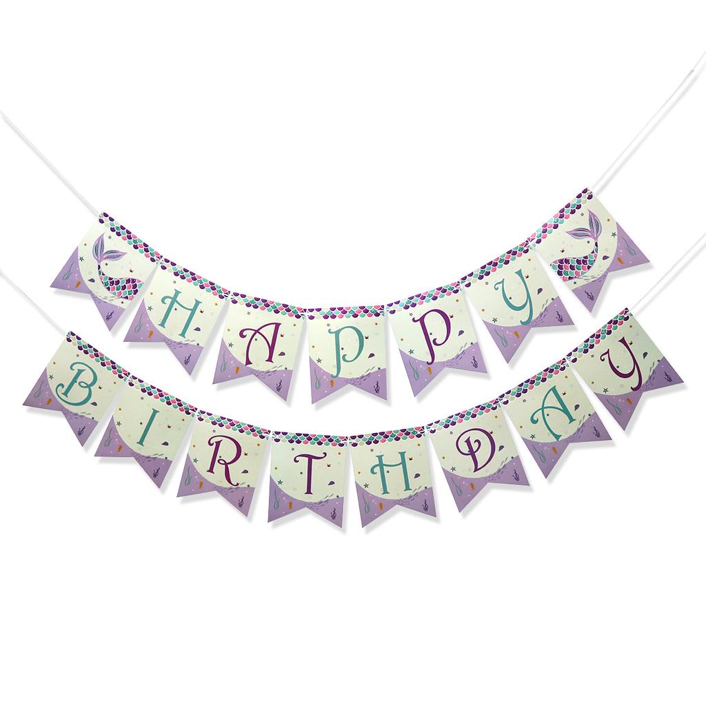 Happy Birthday Flag Summer Theme Party Arrangement Banner Latte Customization