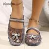 Fashion Low Heel Hollow Crystal Shoes for Women Pvc Slides Women's Beach Slippers Summer Footwear Large Size37 41 Zapatos De Mujer