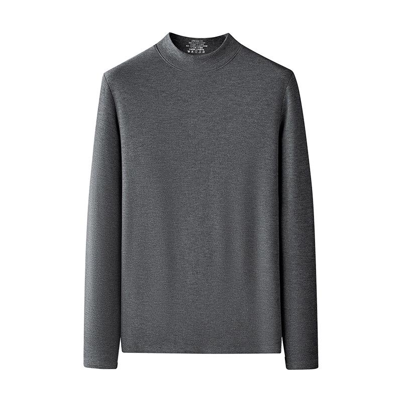 Мужская терморубашка из шелка и шерсти с полувысоким воротником и флисовой подкладкой