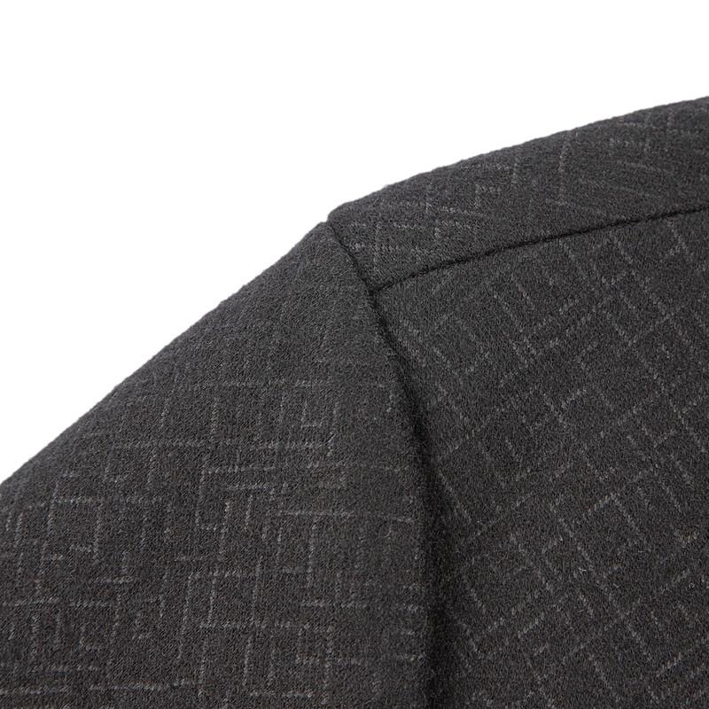 Qipai Men's Stand-Collar 24% Wool Blend Jacquard Jacket