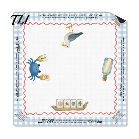 Soft Game Table Mat Square Mahjong for Table, Anti-Slip Noise Reduction Diatom Mud Cover, Waterproof Washable Diatomaceous American
