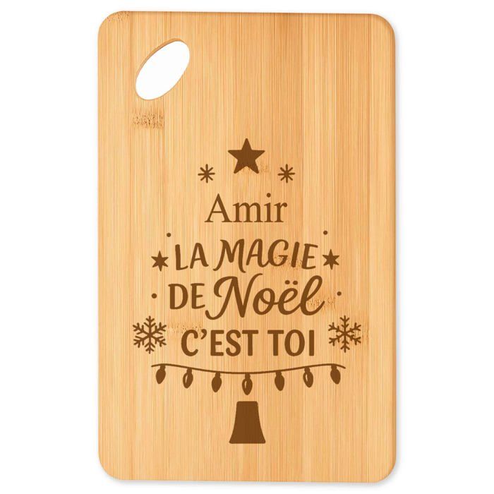 Planche à découper / Plateau apéro - PLANETEE - Amir Magie de Noël Sapin - Bambou - Gravée - Motif hivernal