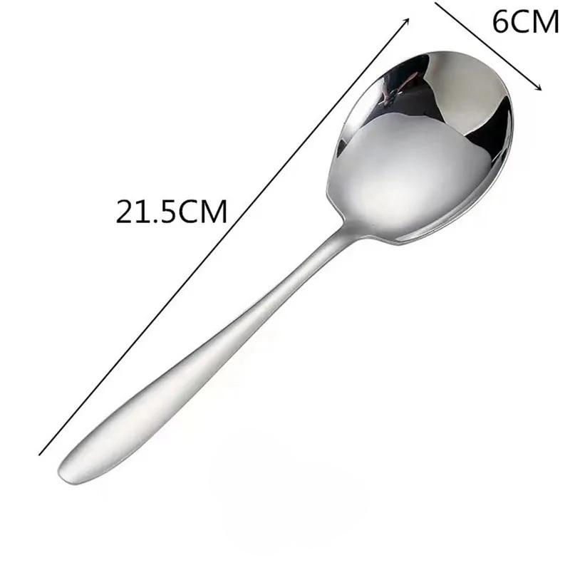 1/2PCS Stainless steel large head round spoon large-sized dining spoon dessert mixing spoon kitchen tools dishwasher washable4