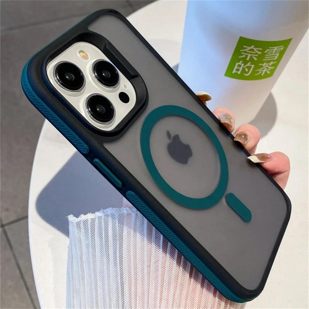Matte Translucent Armor Shockproof Case For For Iphone 16 1 14 Plus 13 12 11 Pro Max Magnetic Wireless Charge Cover