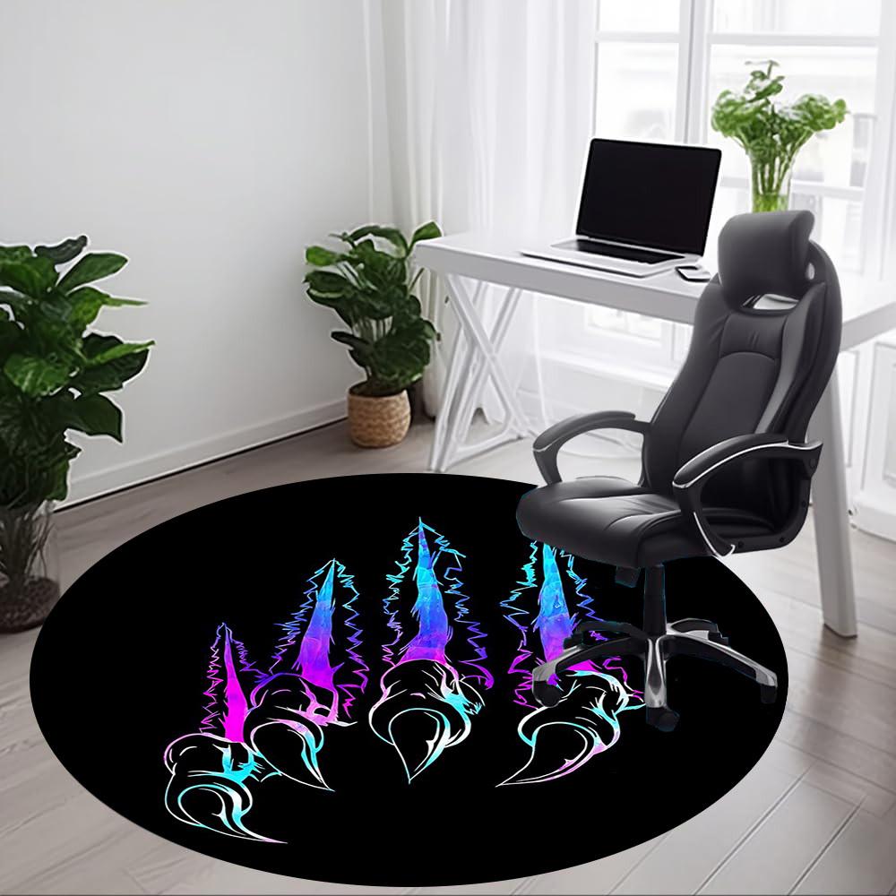 1pc Claw Marks Office Round Area Rug,  Mat Suitable For Office, Under Office Chairs Bedroom Living Room Home Decor, Room Deco