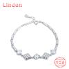 Lindon Women Zircon 925 Sterling Silver Jewelry Geometric Bead Chain Link Bracelet Fashion Fine Wedding Gift for Girlfriend
