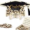 Wooden Graduation Guestbook Grad Cap Congratulations Grad Guestbook College Keepsake Signature Decoration for Graduation Party