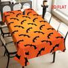 Halloween Rectangle Table Cloth Orange Black Bat Table Cover Waterproof Tablecloth for Dining Table Home Indoor Halloween Decor