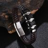 Punk Black Leather Wrap Bracelet For Men Metal Clasp Fashion Bangle Men Bracelet BB1332