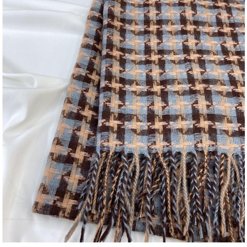 Scarf Women's Autumn and Winter New Imitation Cashmere Warm Scarf Big Windmill Plaid Shawl Windproof & Warm, Multi-Color Options for Casual Outings