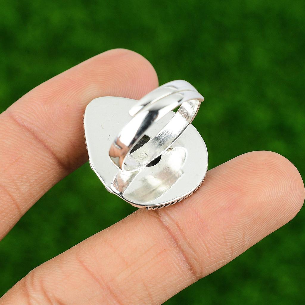 Mothers Day Deal Rhodochrosite Stone Sterling Silver Statement Heart Chakra Ring