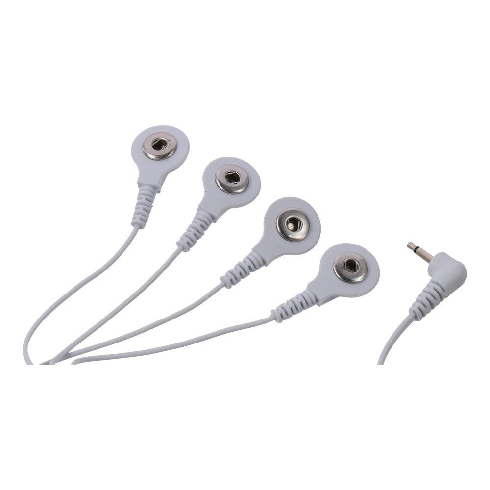 White Electrode Wires 4 in 1 4 Lead Snap Electrode Cable Cable Lead Wires Electric Massager