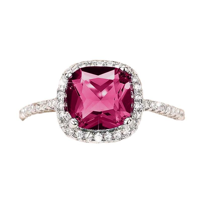 Retro Temperamental Tanzanite Red Square Queen Ring - Fashionable Simple Index Finger Design