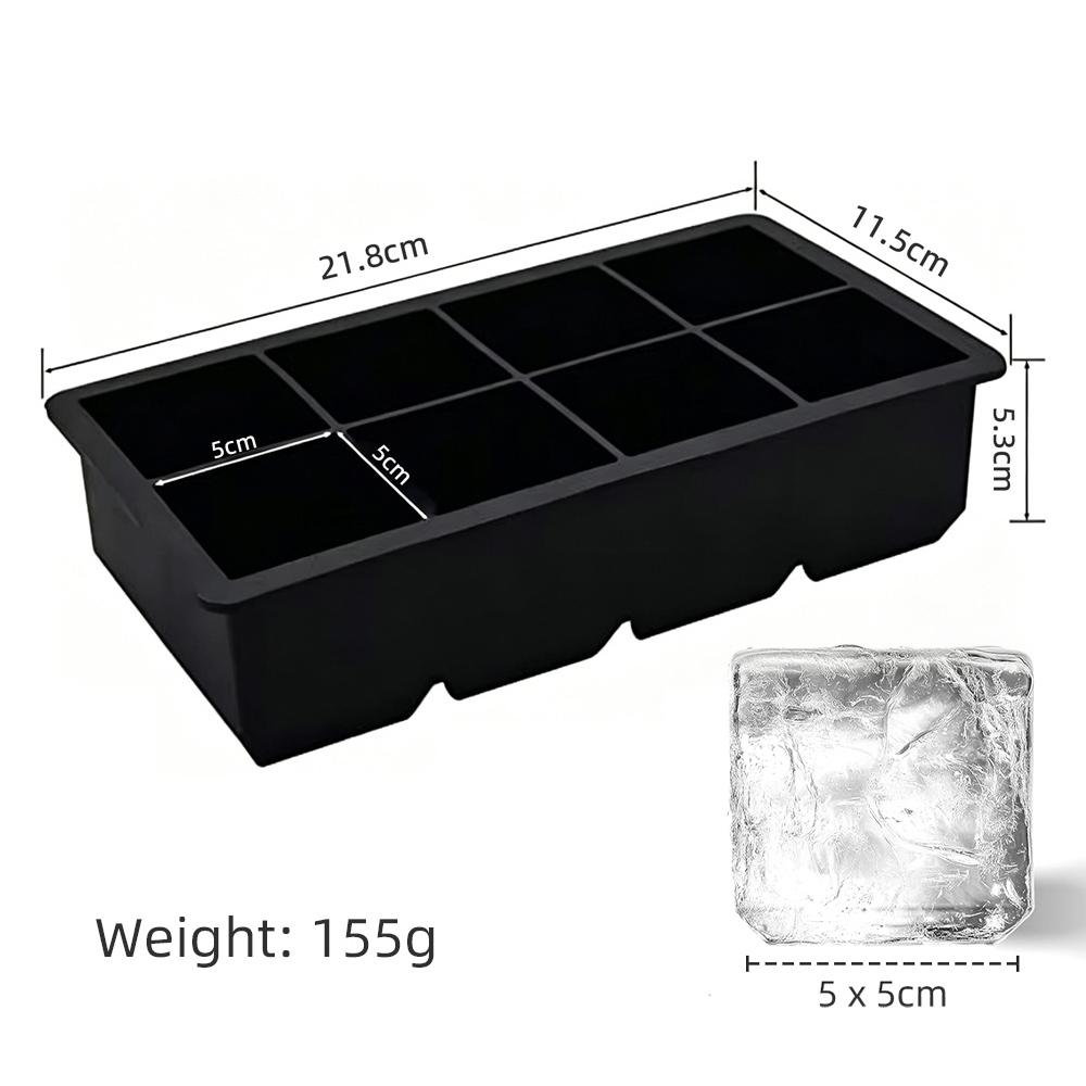 Super Large 8-Grid Ice Cube Mold Square Whiskey Ice Maker Silicone Giant Ice Cube Tray for Freezer Cocktails, Coffee, Bakery