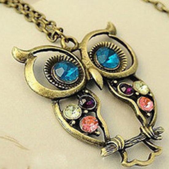 Женский свитер-цепочка с милой совой и животным кулоном, ожерелье, ювелирное изделие, подарок