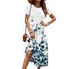 Women's Casual Cute Pattern Print Round Neck Midi Dress Basic Classic Outdoor Everyday Short Sleeve Loose Dress