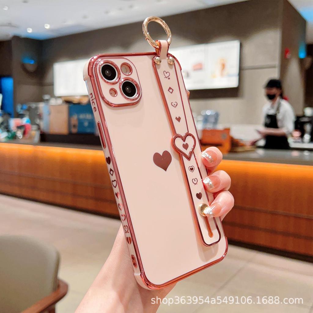Применимо к iPhone17Promax гальванизированный браслет-любовь веревка для руки Apple 16 боковая любовь противоударный 15 чехол для мобильного телефона