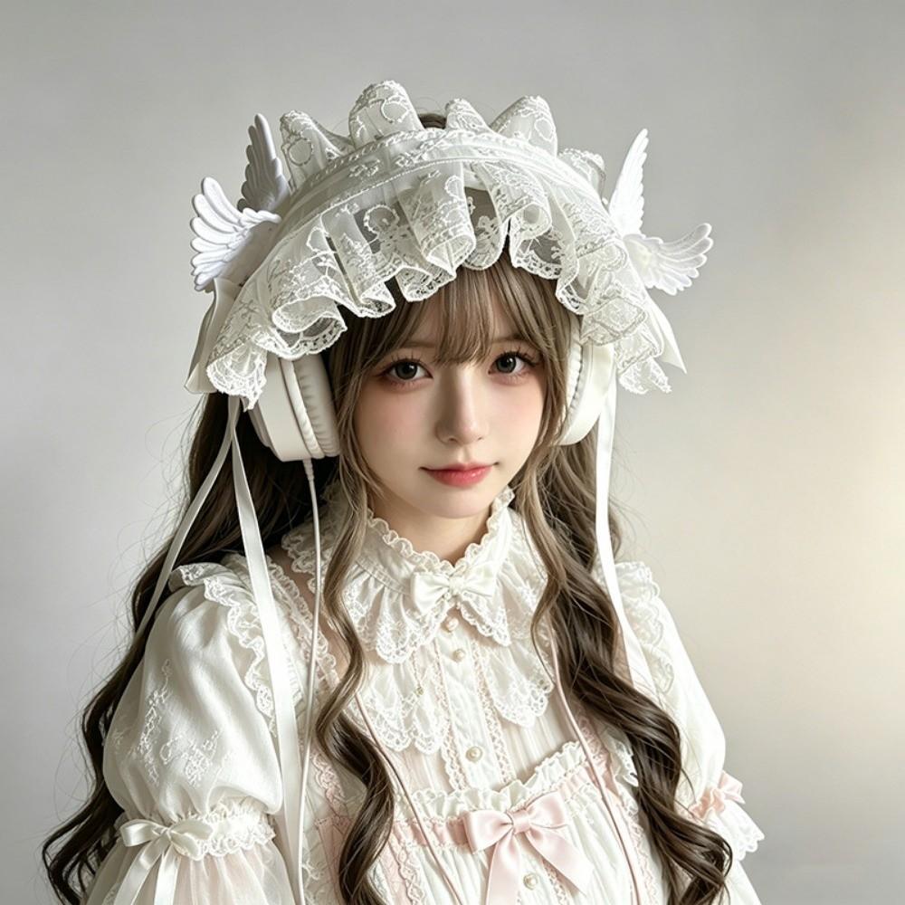 Gothic Lolita Wing Angel Headband Lace Head Wrap New Cosplay Headdress Hair Accessories