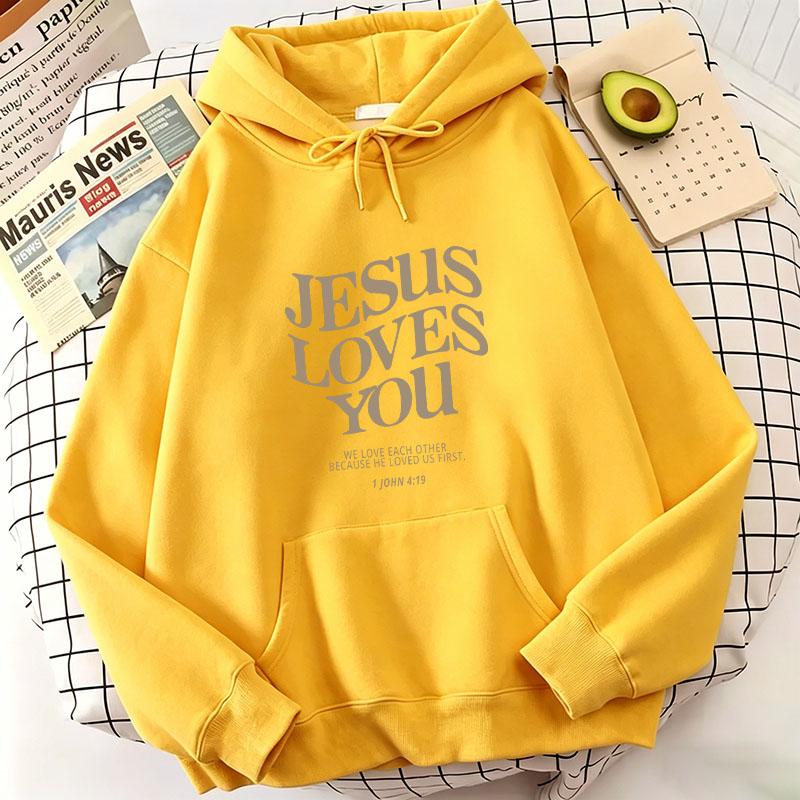Модные худи с принтом букв 'Jesus Love You' Весна Осень Зима Повседневные худи Толстовки Мужские Женские Топ