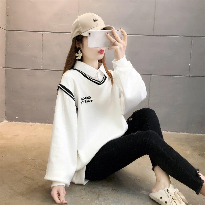 Harajuku лоскутные толстовки с буквенным принтом, женская одежда, осенне-зимняя флисовая толстовка в консервативном стиле, с длинным рукавом, черно-белая, зеленая, негабаритная толстовка