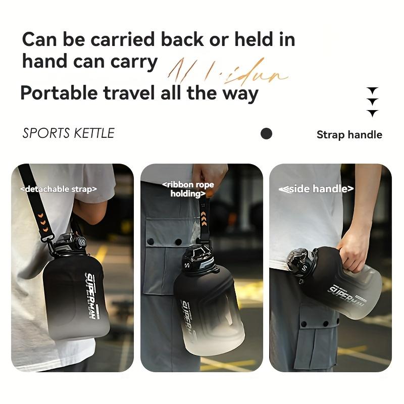 Бутылка для воды с градуировкой объема, 2200 мл/2600 мл, с ручкой и ремешком, с отделением для чая, подходит для фитнеса, активного отдыха, ежедневного использования